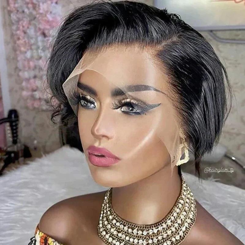 brasilianische Pixie-Cut-Perücke mit Spitzenfront